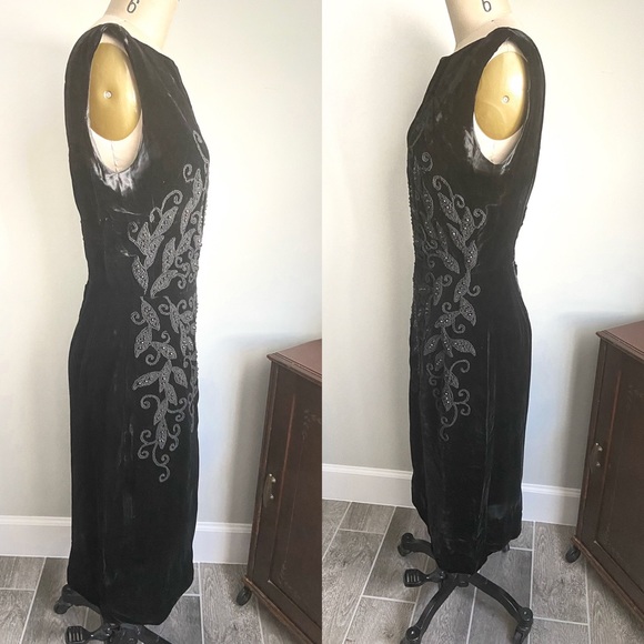🖤SOLD🖤1950s Kramer Original black velvet wiggle dress - Picture 5 of 10